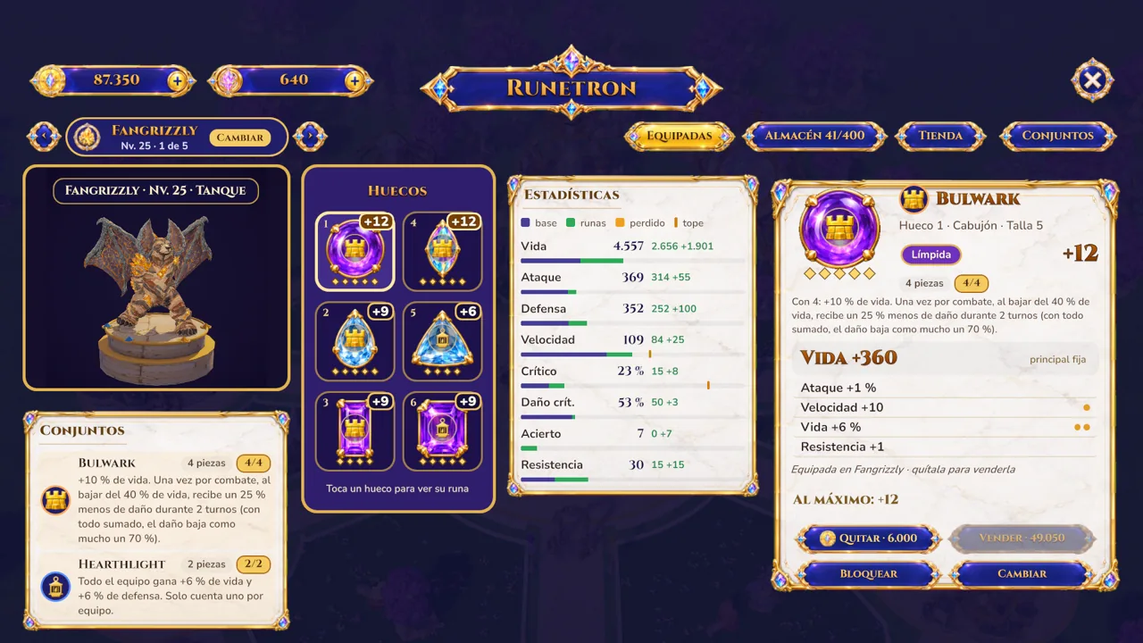 La pantalla de runas del Runetron